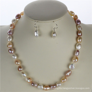 Snh 10mm AAA Mixed Color Natural Real Pearl Jewelry Set